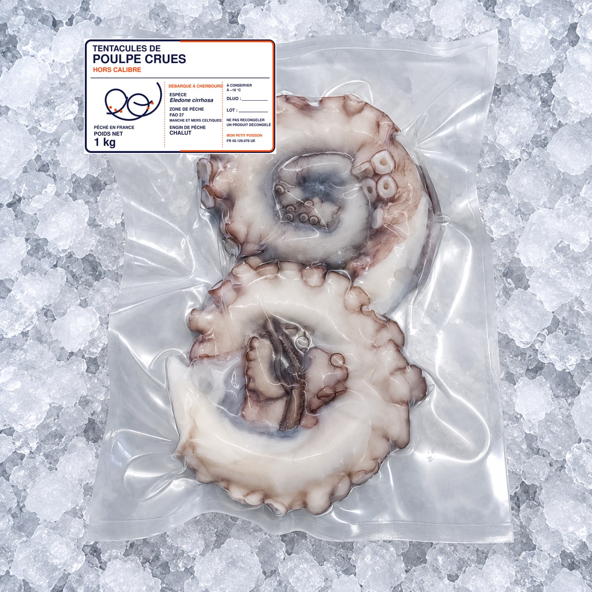 Tentacules de poulpe crues hors calibre 1 kg sous vide